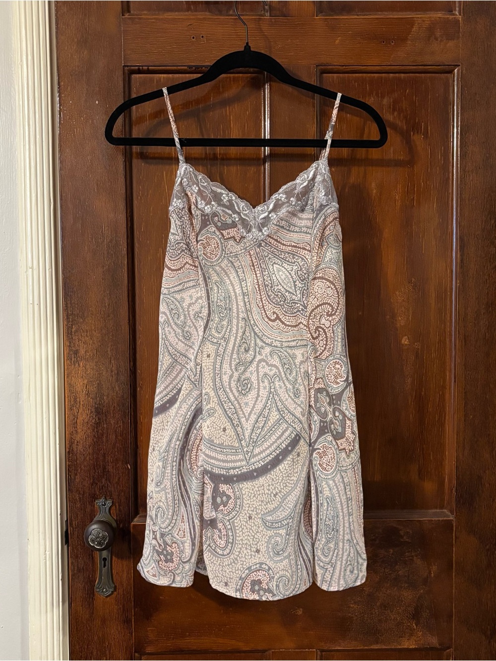 Victoria’s Secret y2k paisley babydoll slip dress with lace trim